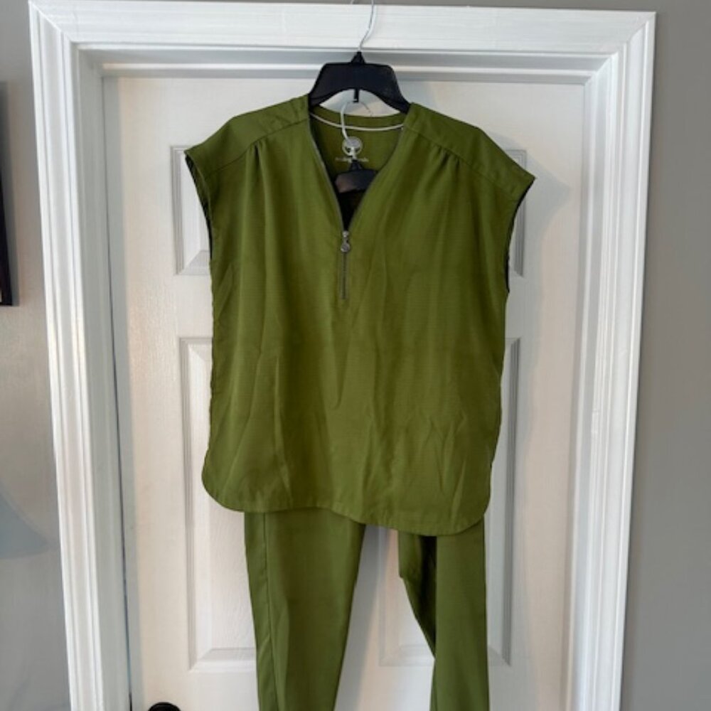 Healing Hands green reptile print scrubs